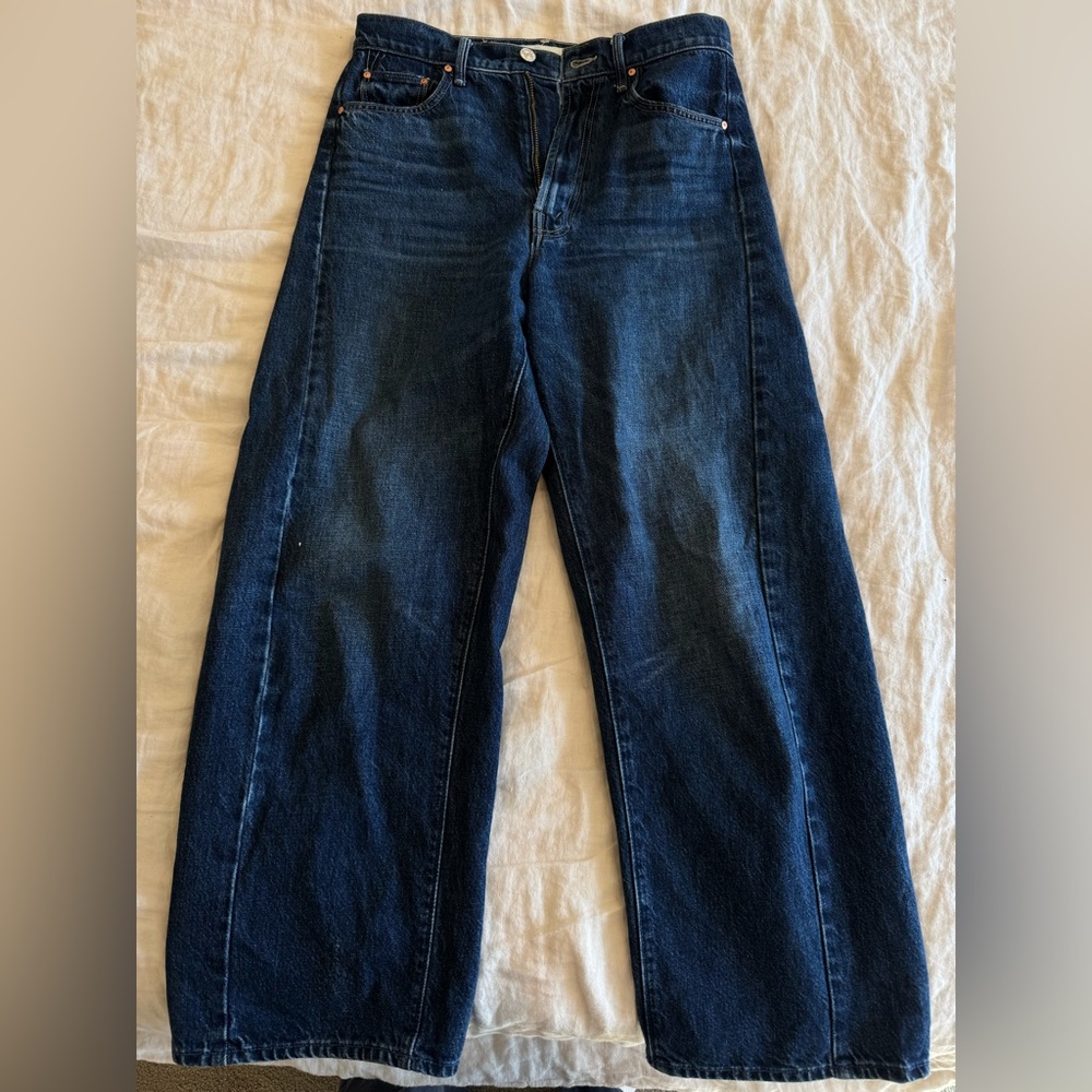 MOTHER Dark Blue Half Pipe Ankle Barrel Leg Jeans
